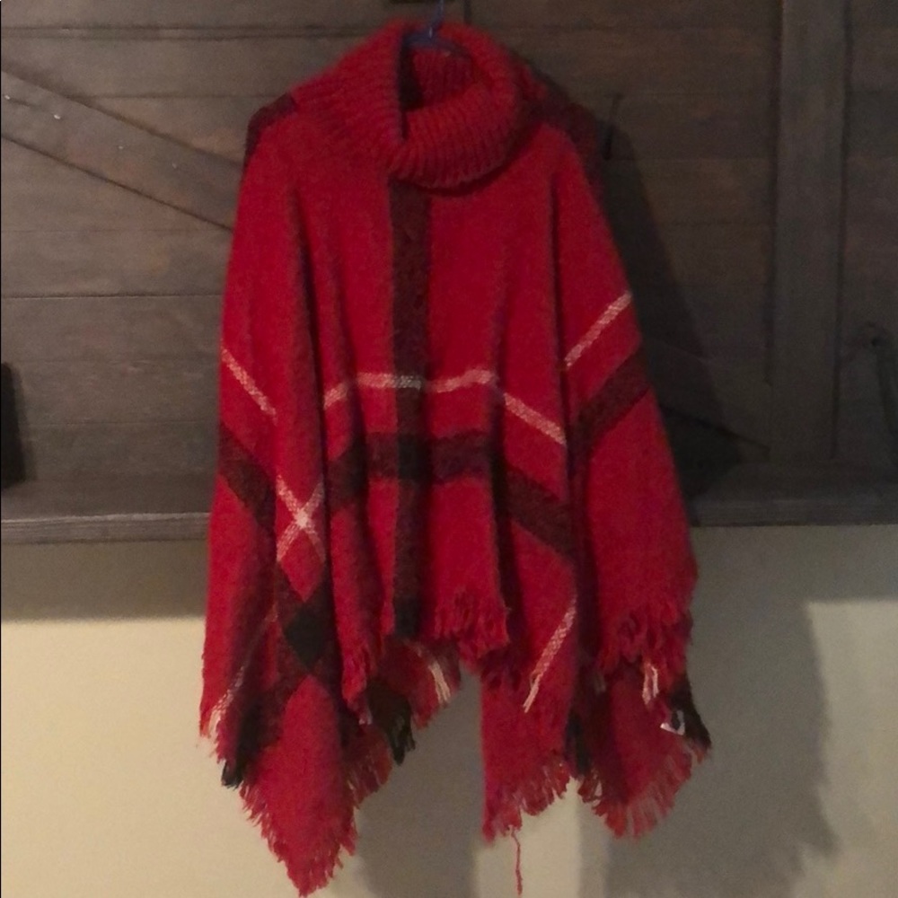 *Donating 5/7* Plaid Sweater Poncho